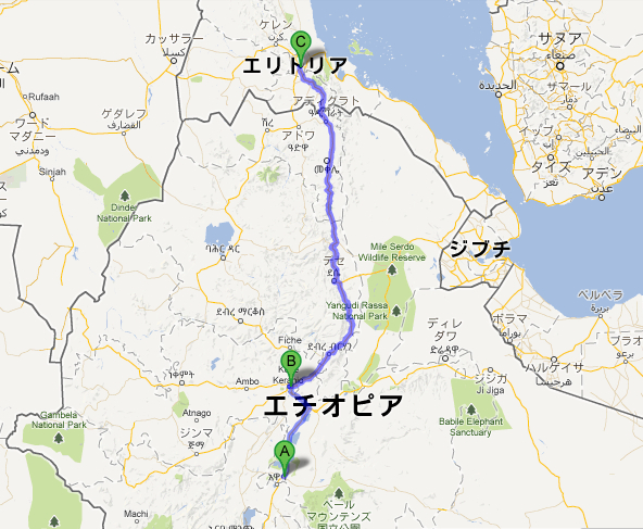 map Shashamane to Asmara