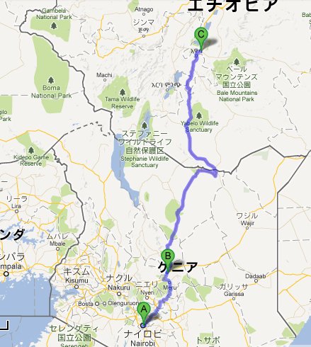 map Nairobi to Shashamone