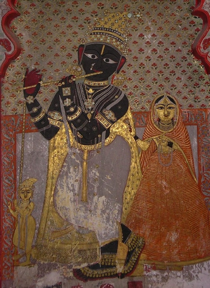 Painting of Krishna on interior wall City Palace, Udaipur